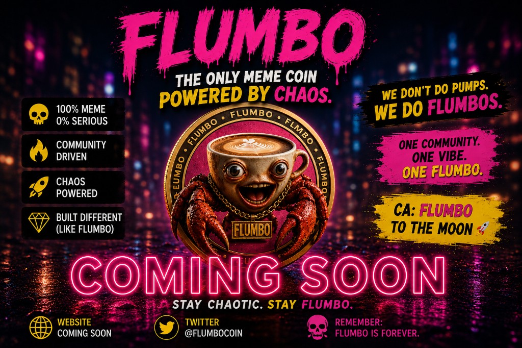 FLUMBO promotional graphic with branding and taglines